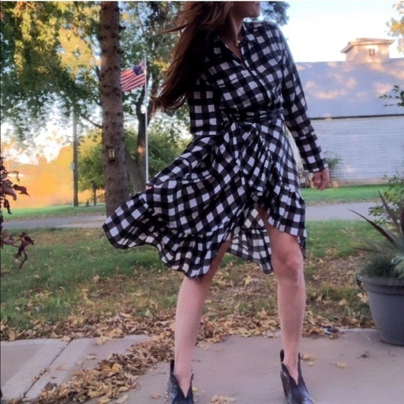 Marissa Webb Gingham Plaid Wrap Dress Xsmall - Picture 4 of 11